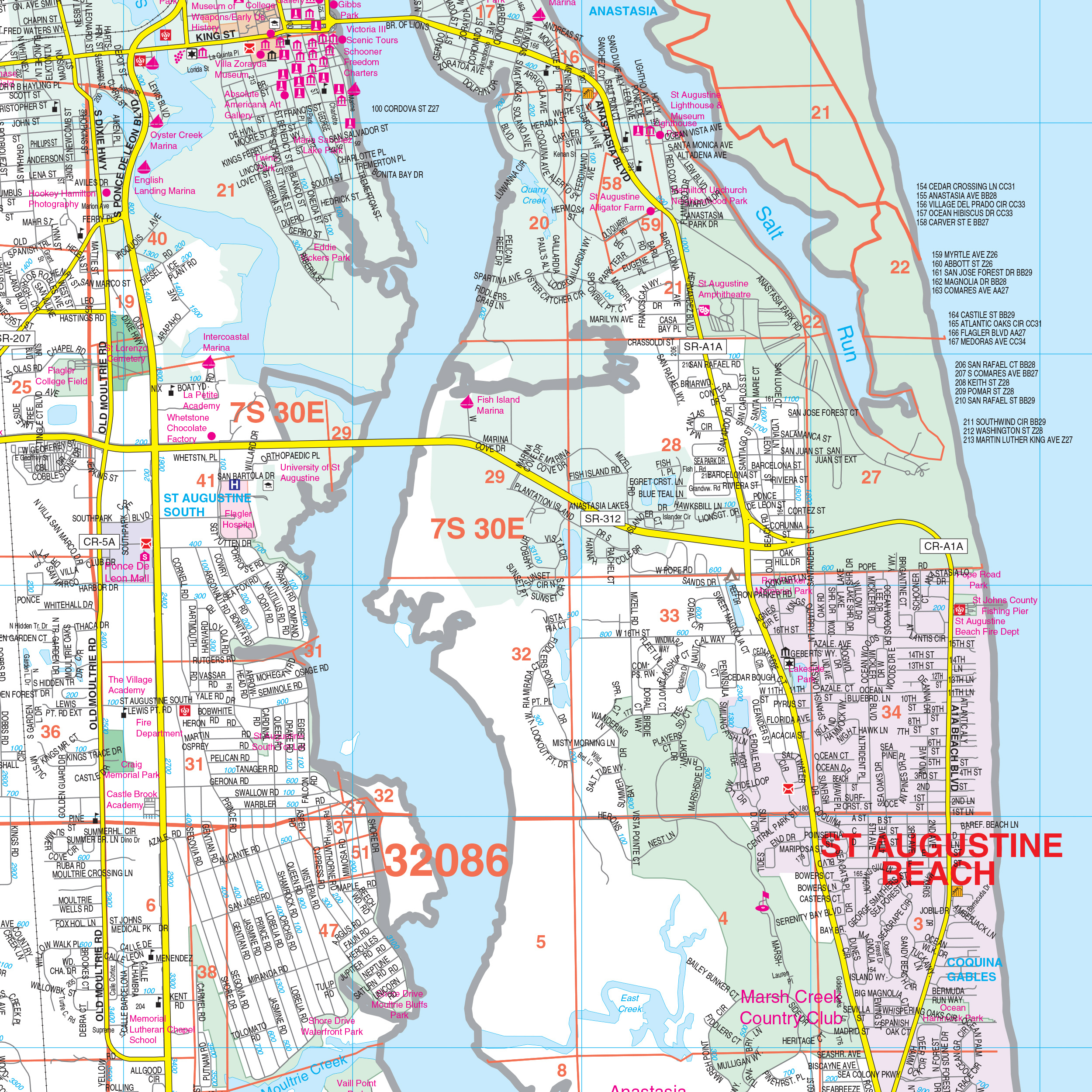 St Augustine, Fl Wall Mapkappa - The Map Shop pertaining to Map of St Augustine Florida Area