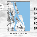 St. Augustine Florida City Street Road Map Svg Png Dxf Pdf Eps Pertaining To Street Map Of St Augustine Florida