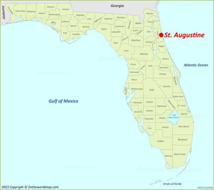 St Augustine on Map of Florida