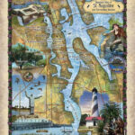 St. Augustine Map, St. Augustine Florida, Florida Art, Florida Map,  Lighthouse Art, Coastal Art, Coastal Design, Florida Gifts, Travel Gift    Etsy.de Throughout St Augustine On Map Of Florida