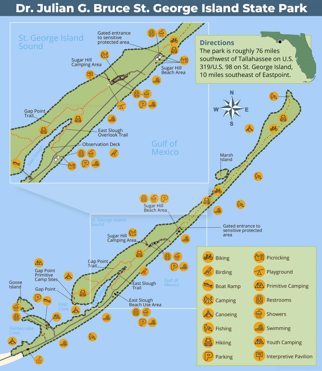 St. George Island State Park Map - Ontheworldmap pertaining to Map Of St George Florida