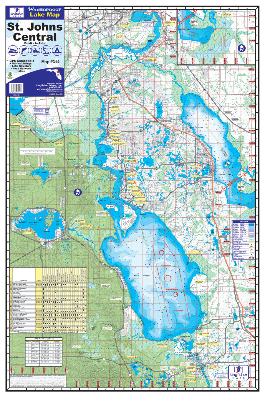 St. Johns River Central Waterproof Map #314 with Map Of St Johns River In Florida