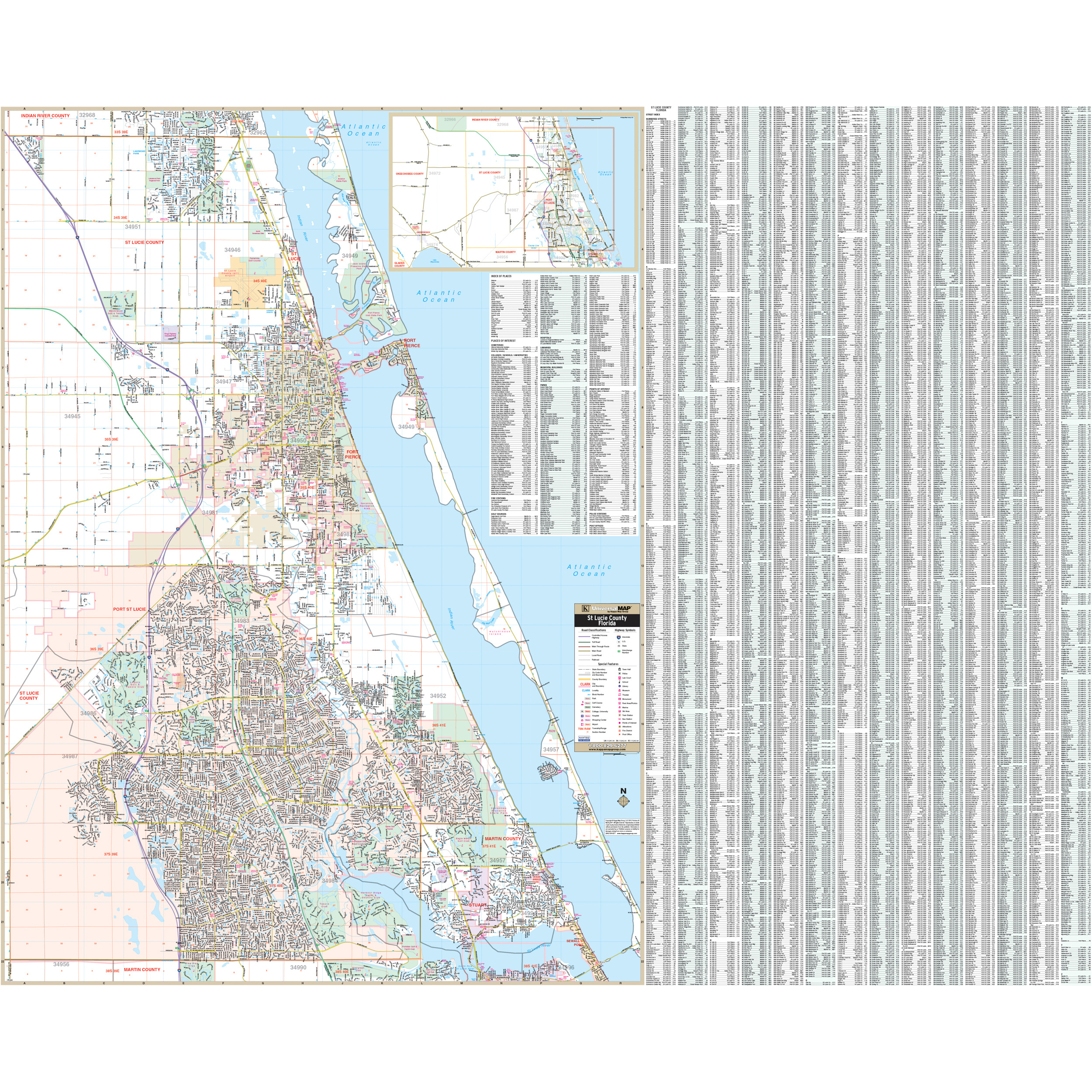 St Lucie, Fl Wall Mapkappa - The Map Shop regarding Map of St Lucie County Florida