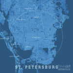 St Petersburg Fl City Vector Road Map Blue Textfrank Ramspott With Regard To City Map Of St Petersburg Florida