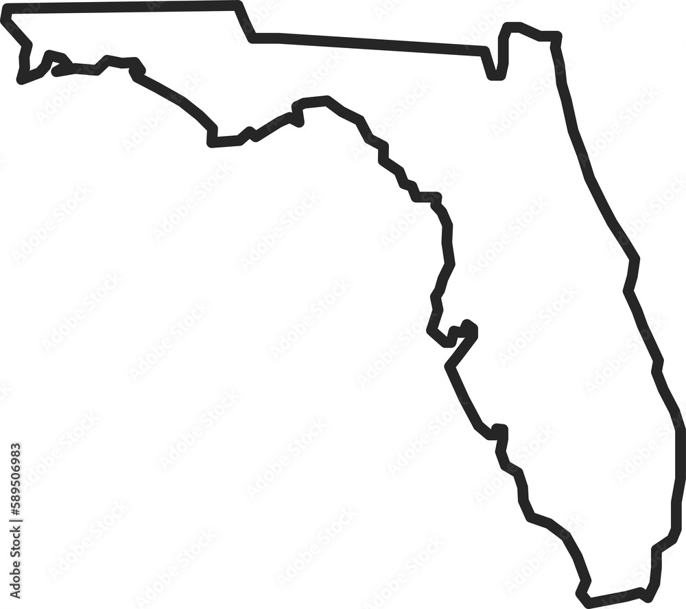 Stock-Foto „Florida Map Contour In Png. Florida State Map In Line intended for Outline of Florida State Map