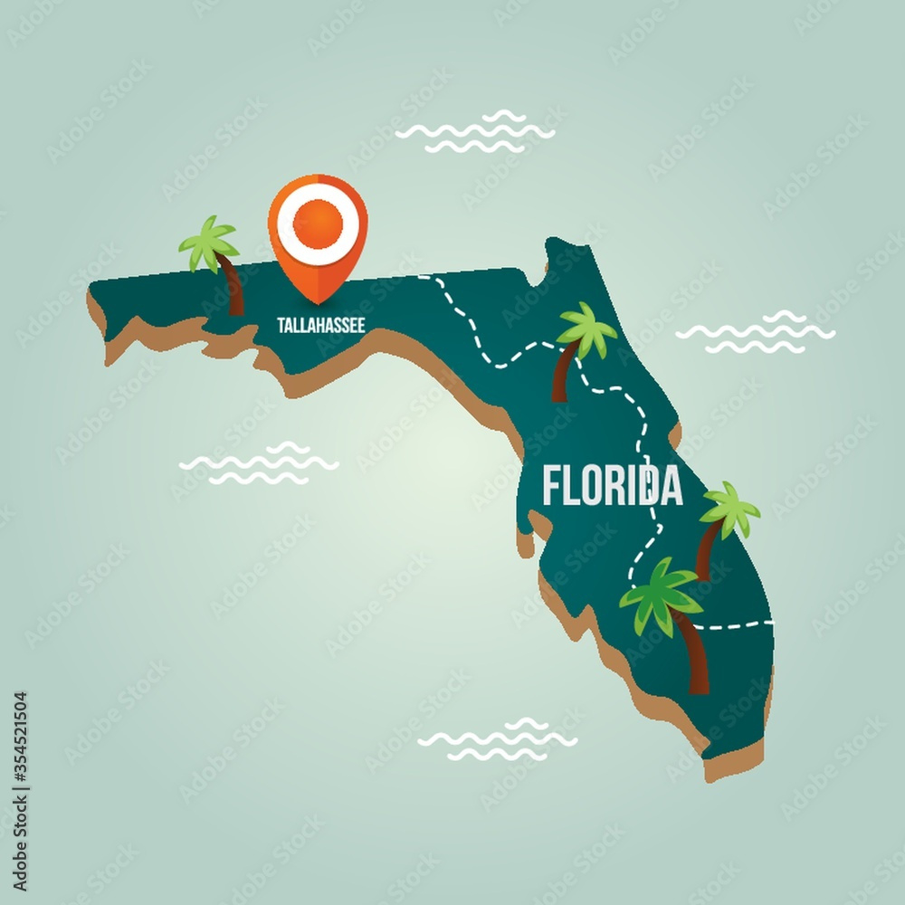 Stock-Vektorgrafik „Florida Map With Capital City“ | Adobe Stock intended for Capital of Florida on a Map