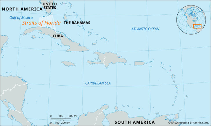 Map of Florida and the Caribbean