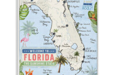 Stupell Industries Florida Map Beach Life Framed Gicleekim Allen for Map Of Industries In Florida
