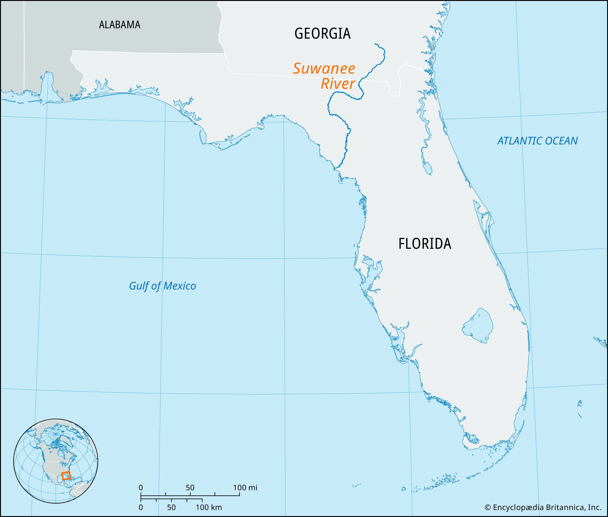 Suwannee River | Georgia, Florida, Map, &amp;amp; Facts | Britannica with Map Of Suwannee County Florida