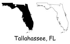 Tallahassee Florida Fl State Capital City Location On A Map Black inside Map of Florida with Tallahassee
