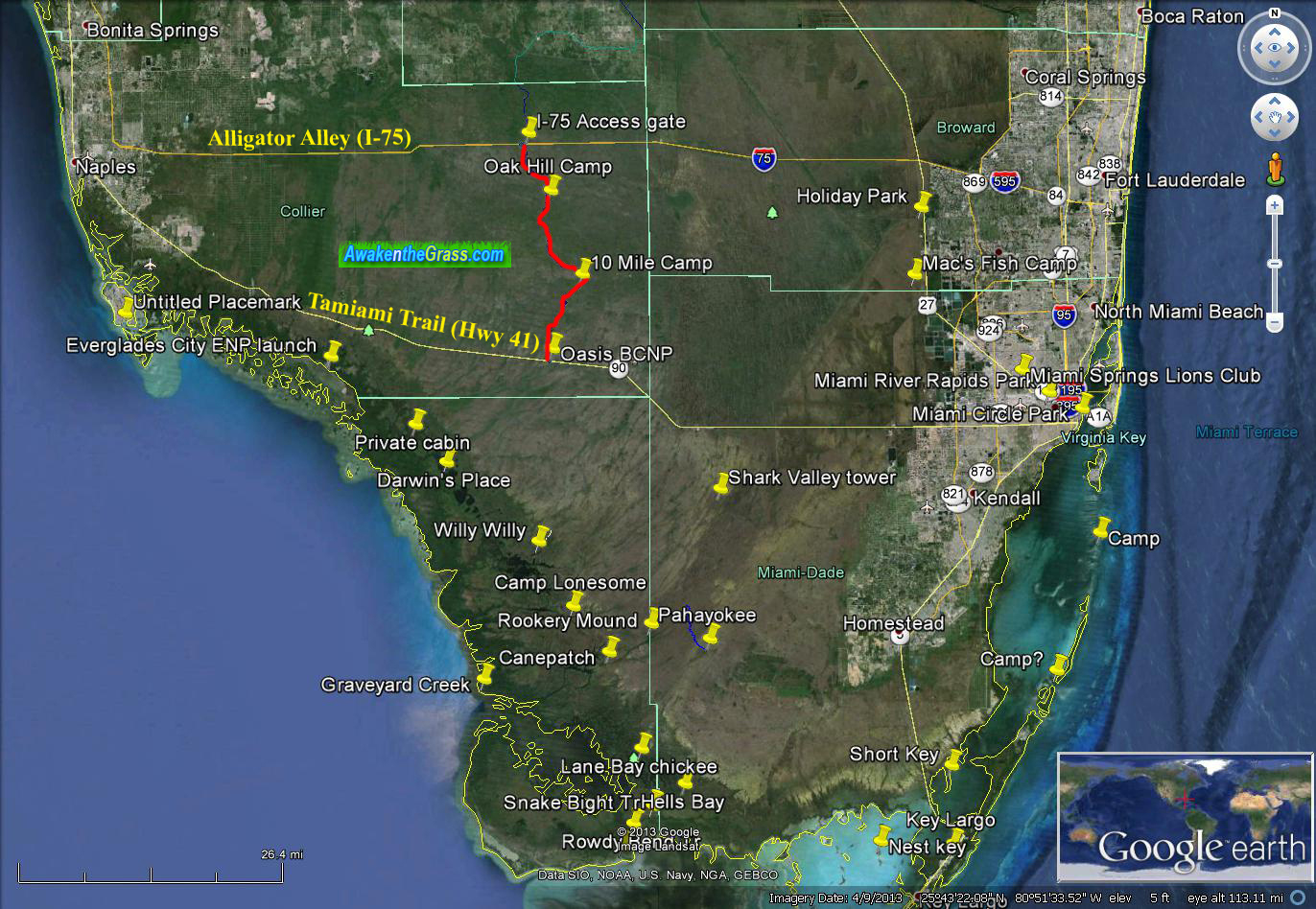 Tamiami Trail To Alligator Alley The Hard Way – Through Hiking The with regard to Map of Alligator Alley Florida