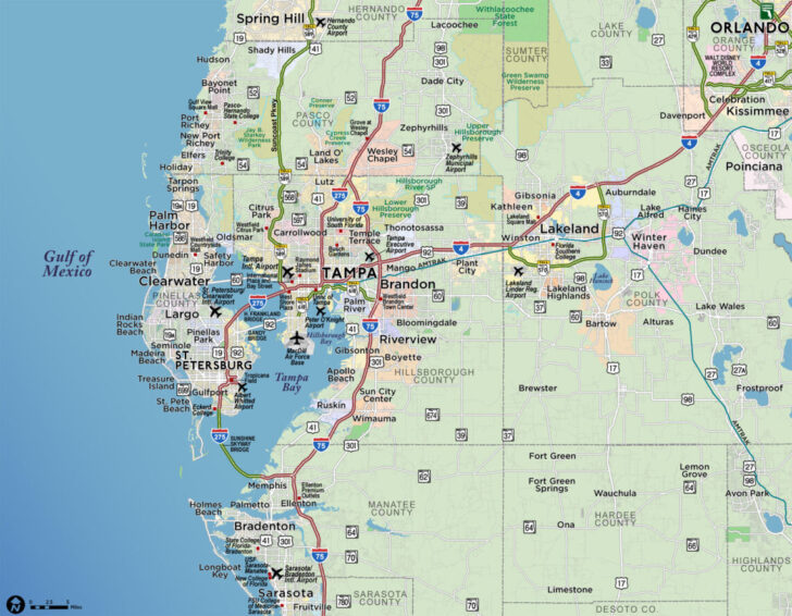 Map of Tampa Bay Area Florida