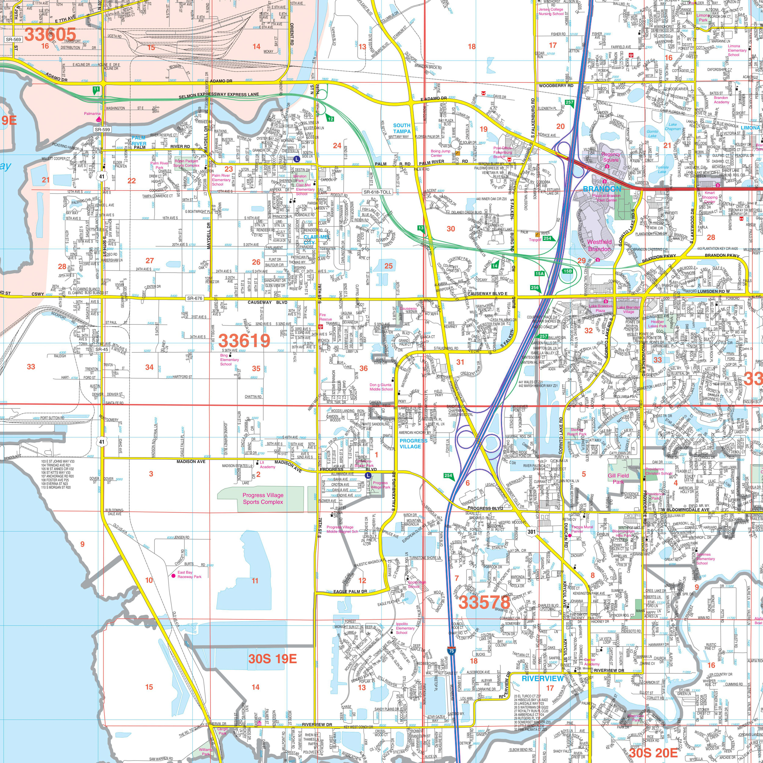Tampa &amp;amp; Hillsborough County, Fl Wall Mapkappa - The Map Shop with Map of Florida Hillsborough County