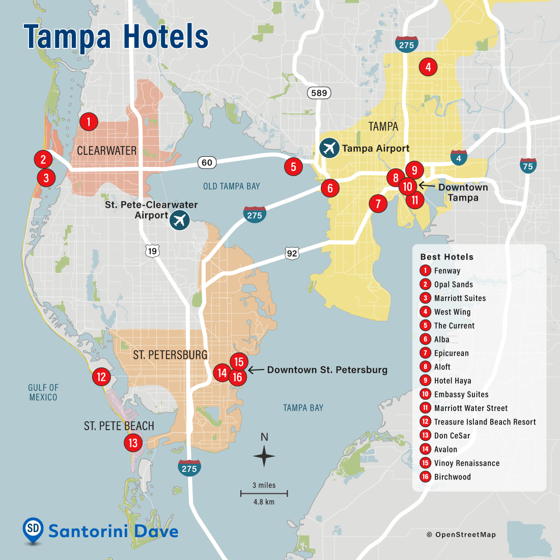 Tampa Hotel Map - Best Beach Resorts &amp;amp; Places To Stay with Map of Hotels in Clearwater Florida