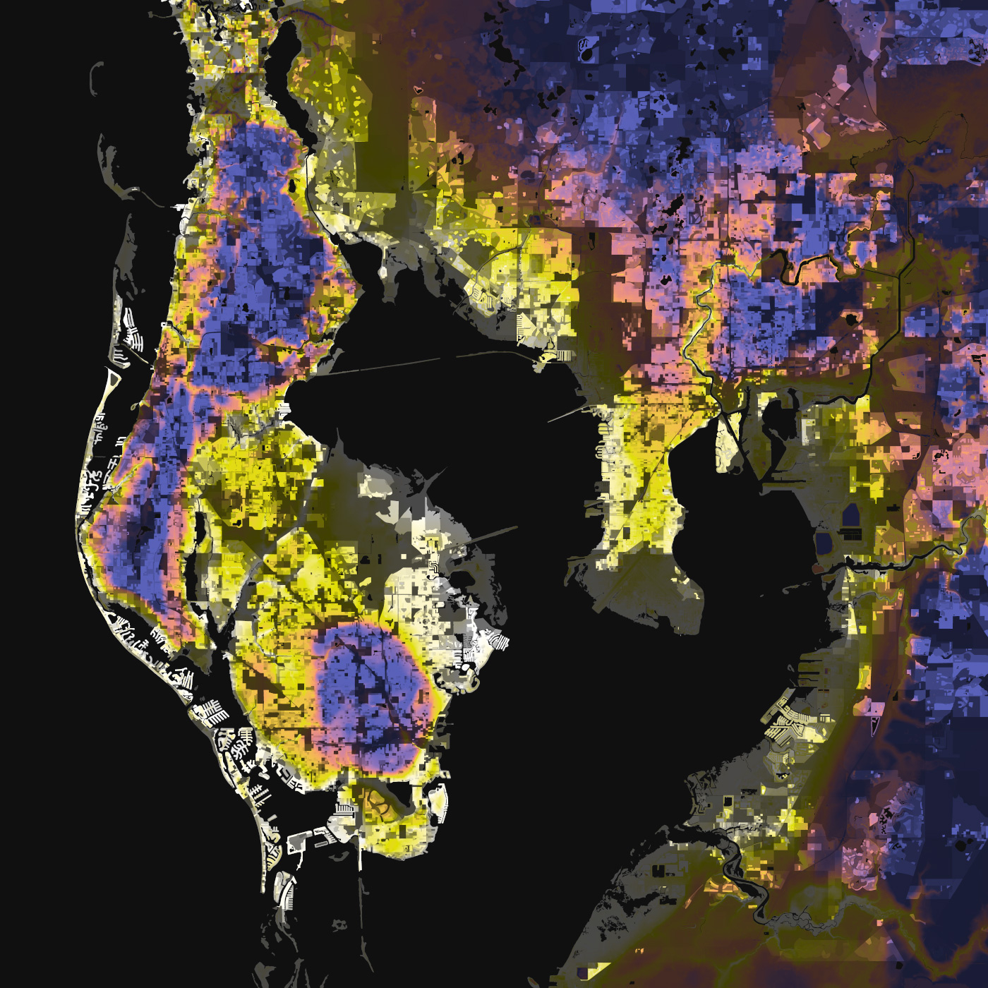 Tampa-St. Petersburg, Florida – Elevation And Population Density, 2010 inside Topographic Map Of Tampa Florida