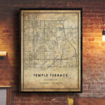 Temple Terrace Map Print | Temple Terrace Map | Florida Map Art Intended For Map Of Temple Terrace Florida