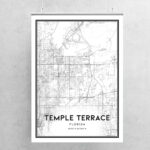 Temple Terrace Map Print, Temple Terrace Map Poster Wall Art, Fl Inside Map Of Temple Terrace Florida