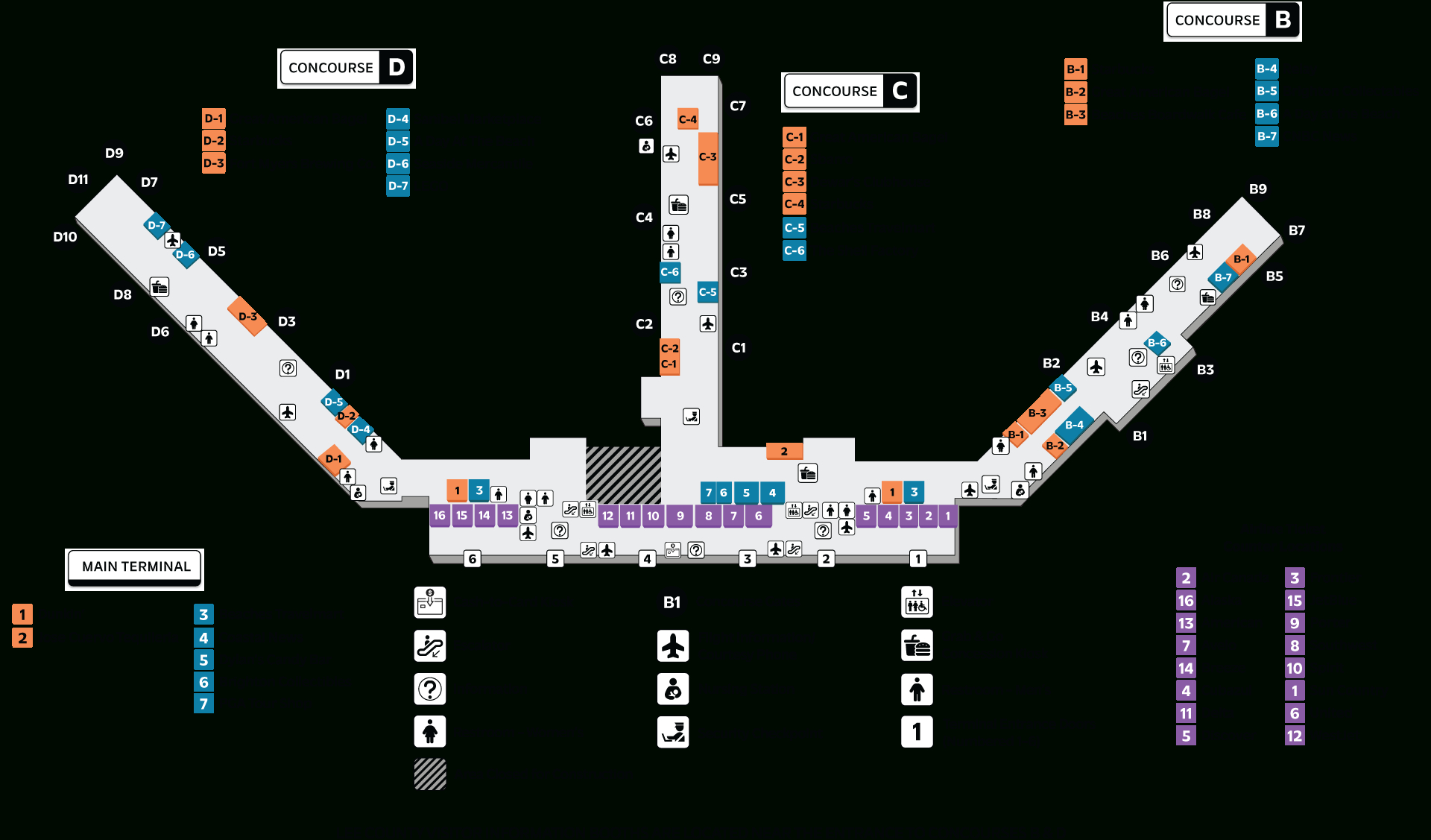 Terminal Maps | Rsw Southwest Florida Airport with regard to Map Of Ft Myers Florida Airport