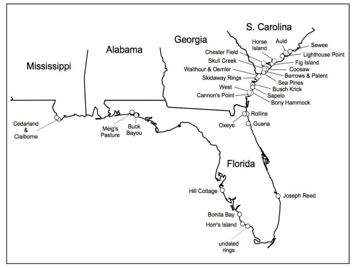 Map of Indian Mounds in Florida