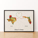 Texas And Florida Map Canvas Print, Any Two States Or Countries With Map Of Texas And Florida