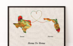 Texas And Florida Map Canvas Print, Any Two States Or Countries with Map of Texas and Florida