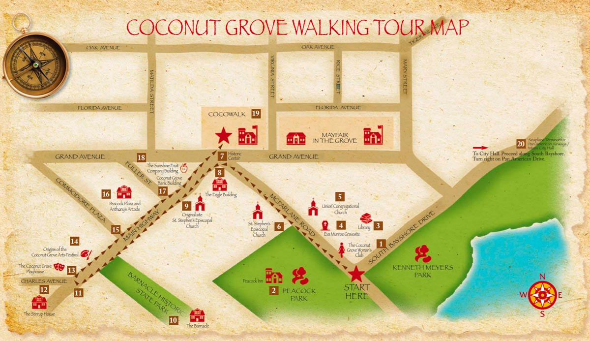 The History Of Coconut Grove - Coconut Grove Miami pertaining to Map Of Coconut Grove Florida