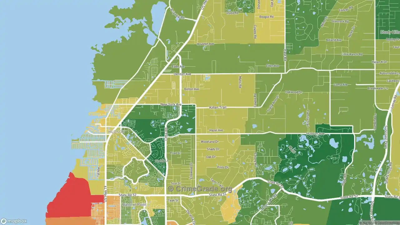 The Safest And Most Dangerous Places In Hudson, Fl: Crime Maps And throughout Map of Hudson Beach Florida