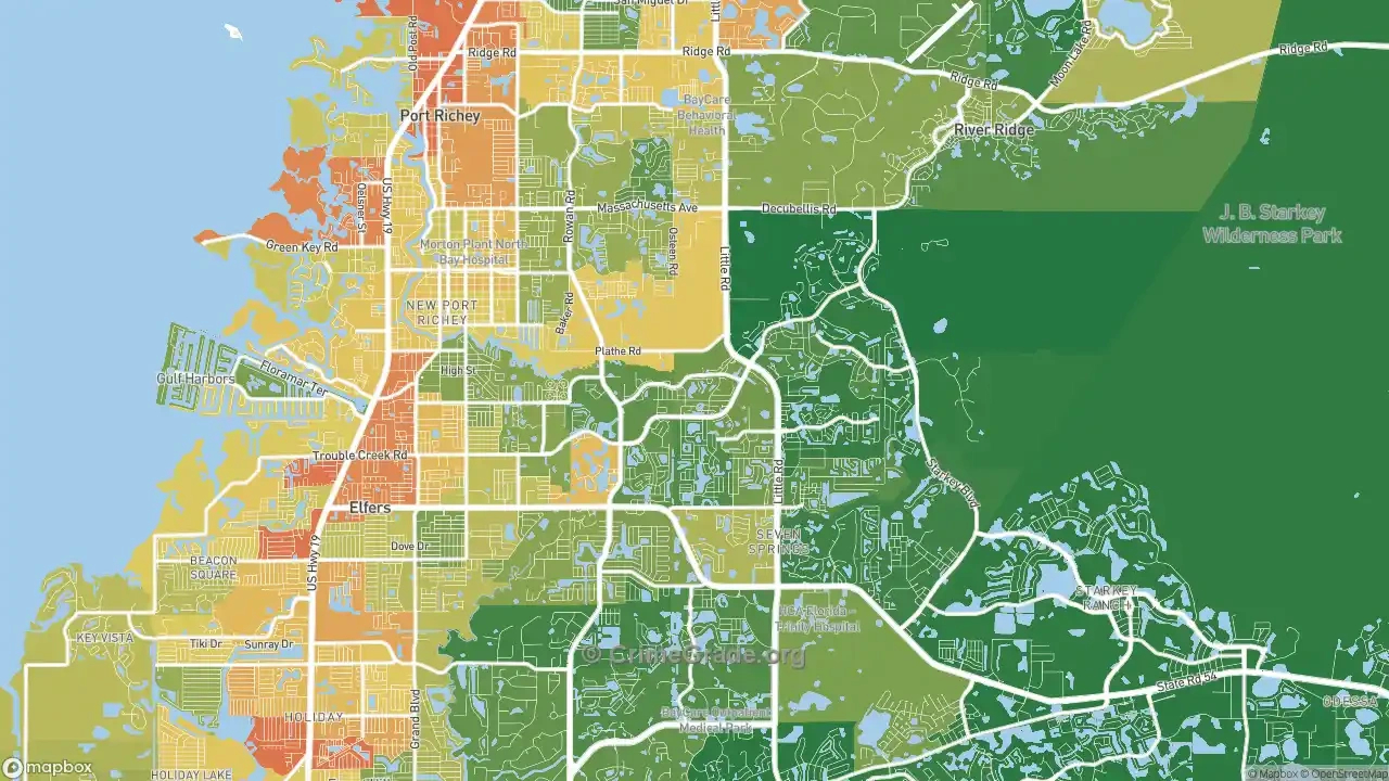 The Safest And Most Dangerous Places In New Port Richey, Fl: Crime within New Port Richey Map of Florida