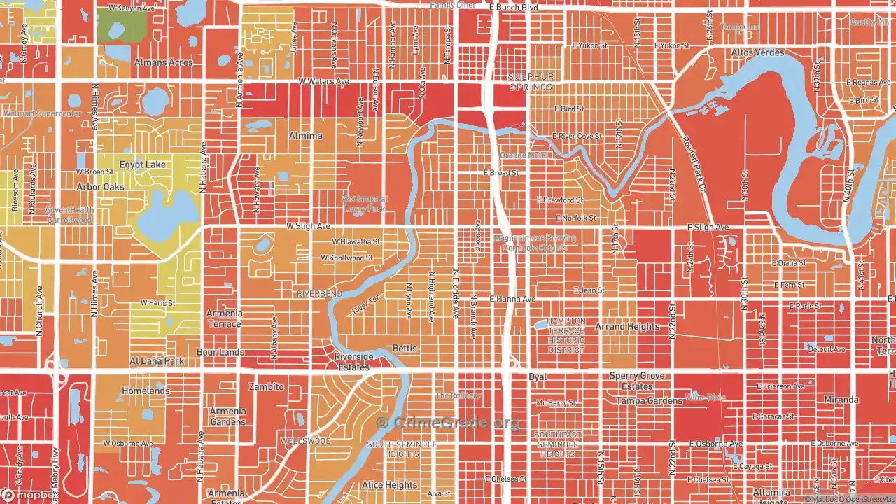 The Safest And Most Dangerous Places In Seminole Heights, Tampa regarding Map Of Seminole Heights Tampa Florida