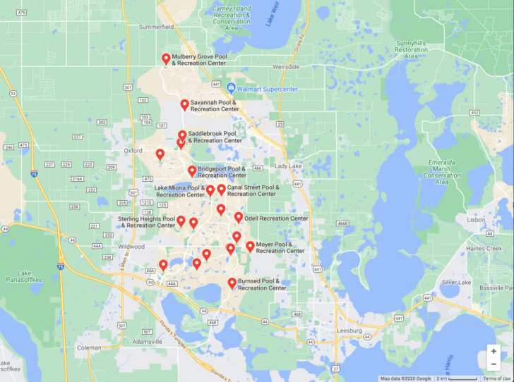 Map of Florida Showing the Villages