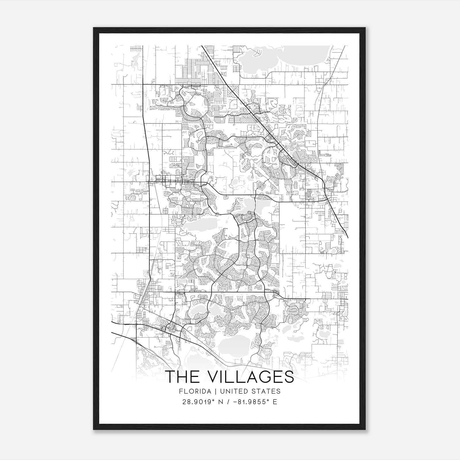 The Villages Florida Map Poster, Modern Home Decor Wall Art Print - Custom Maps &amp;amp; Posters intended for Detailed Map of the Villages Florida