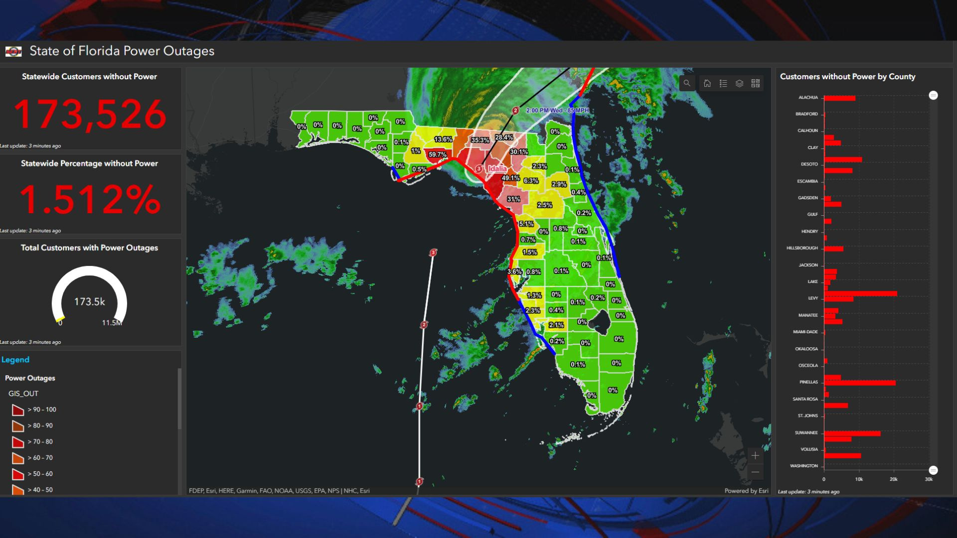 Thousands Without Power Across Big Bend, South Georgia; Track inside Power Outage Map of Florida