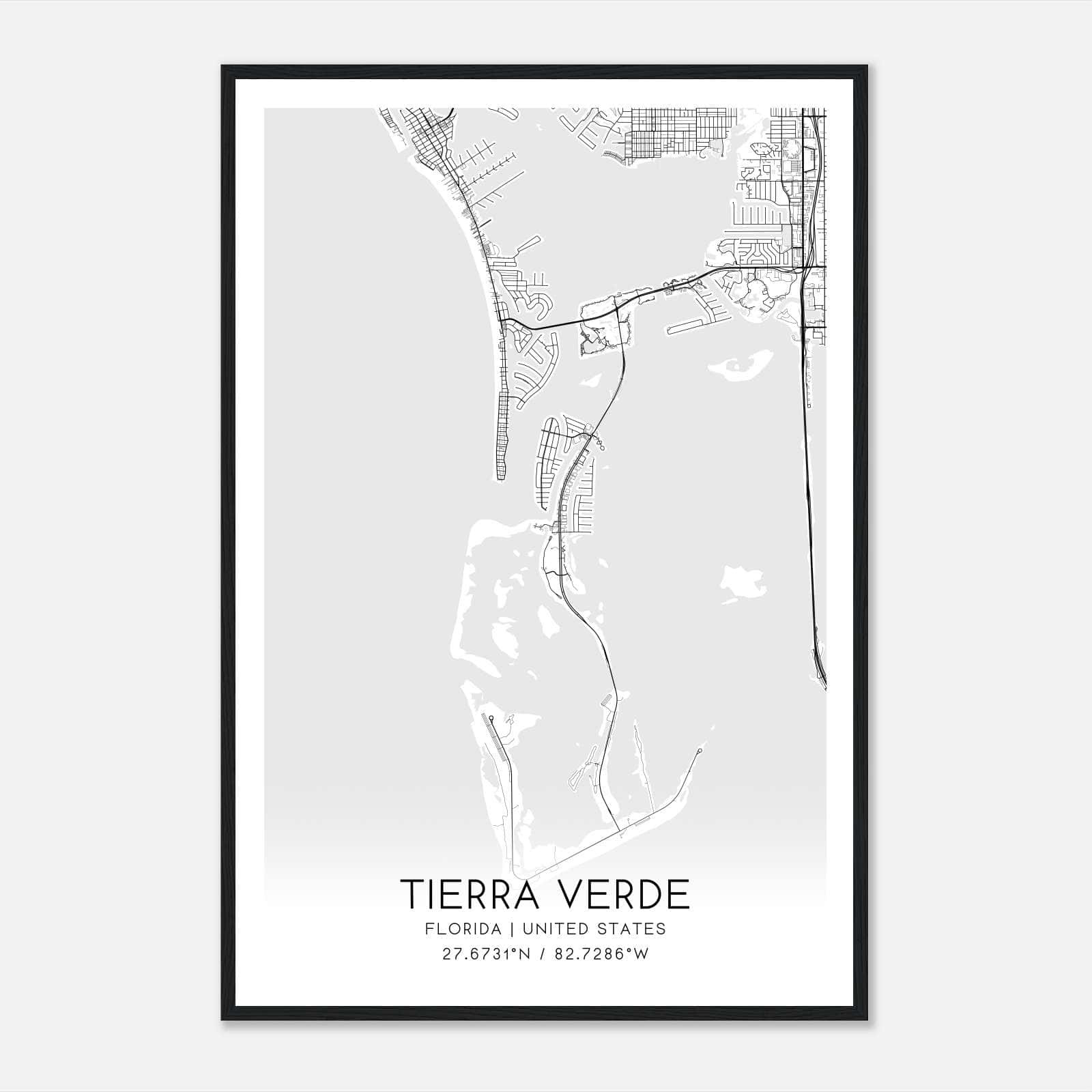 Tierra Verde Florida Map Poster, Modern Home Decor Wall Art Print - Custom Maps &amp;amp; Posters regarding Map of Tierra Verde Florida