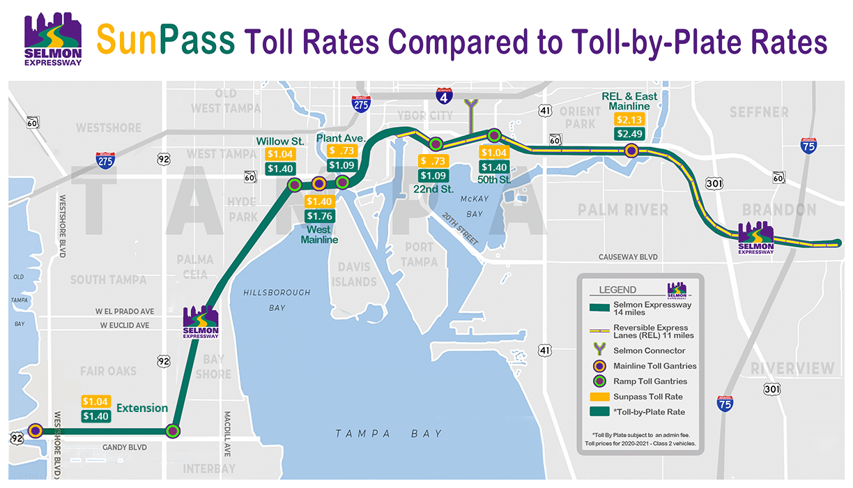 Toll Map &amp;amp; Calculator - Tampa Hillsborough Expressway Authority with regard to Map of Tolls in Florida