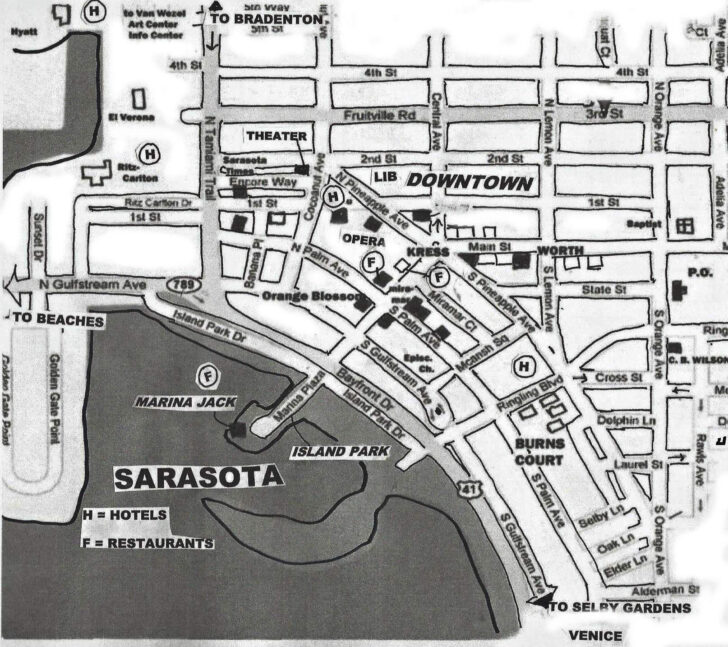 Map of Downtown Sarasota Florida
