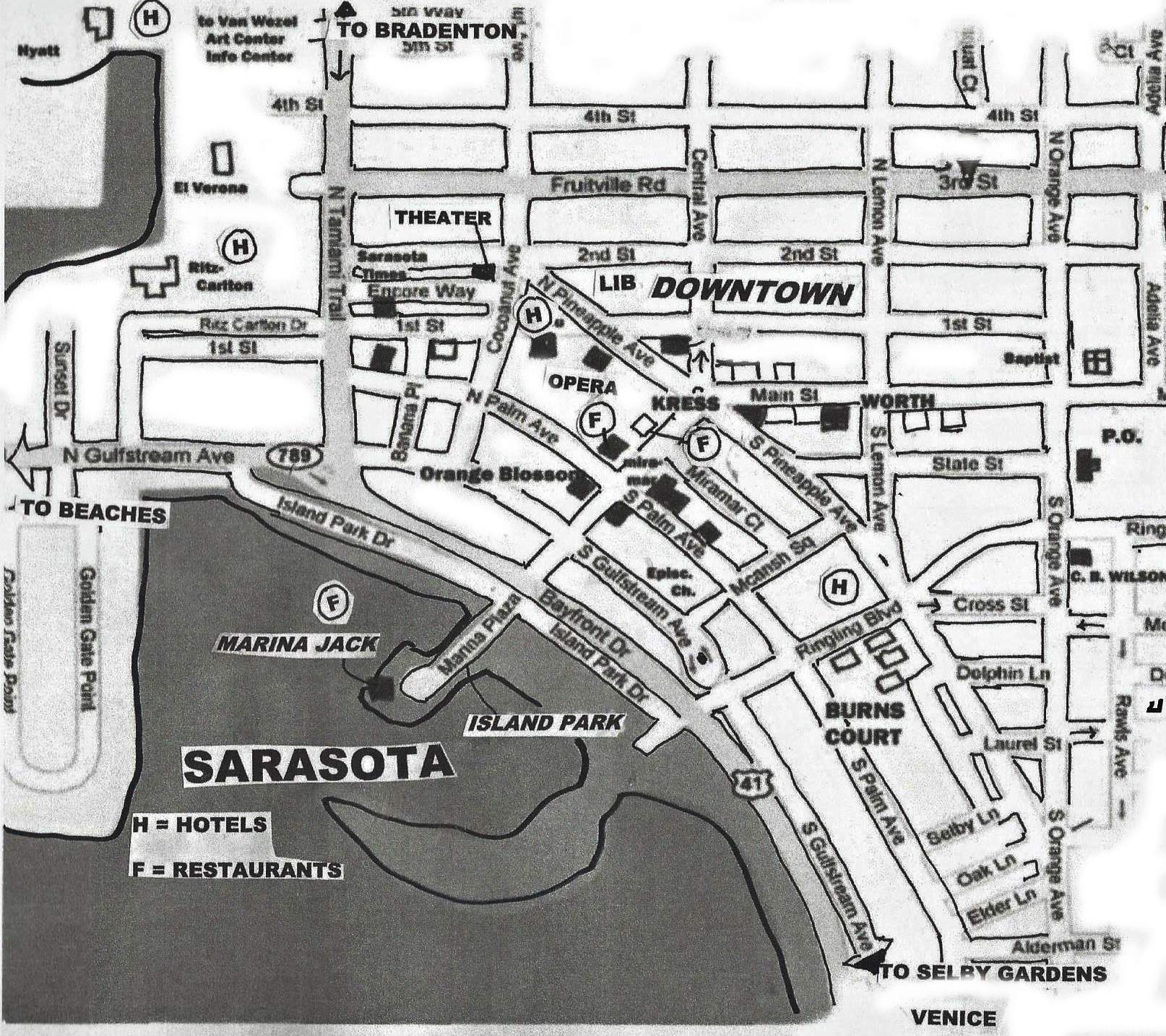 Tour Of Historic Downtown Sarasota, Florida for Map of Downtown Sarasota Florida