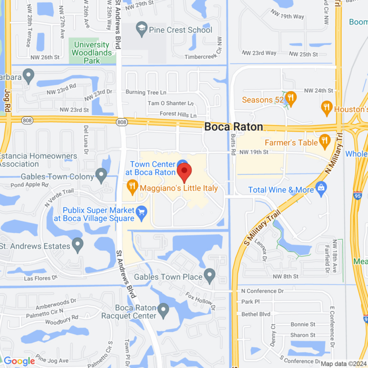 Map of Town Center Mall Boca Raton Florida