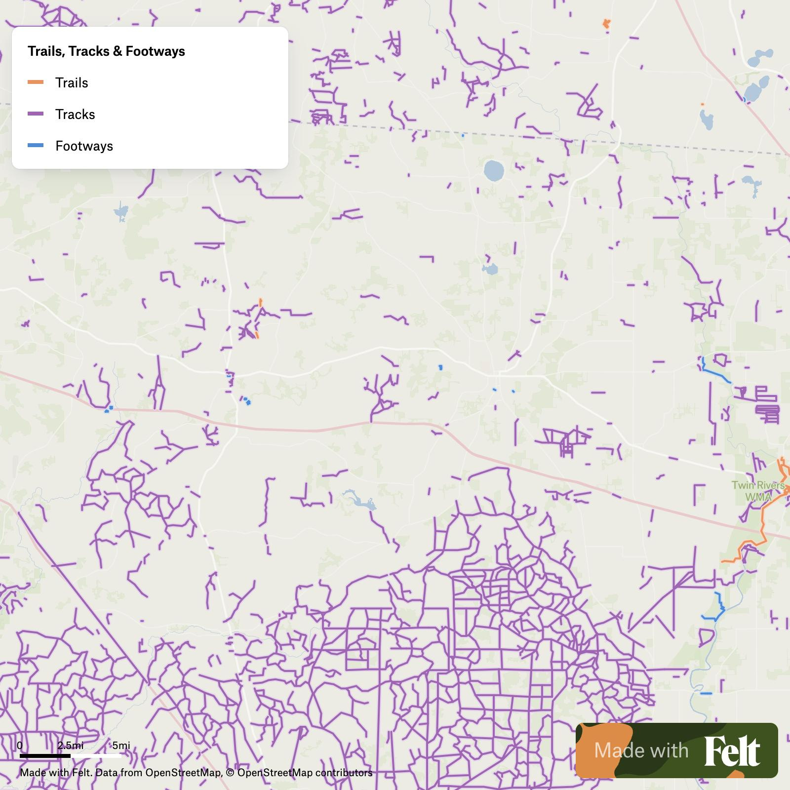 Trails, Tracks &amp;amp; Footways In Madison County, Florida for Map Of Madison County Florida
