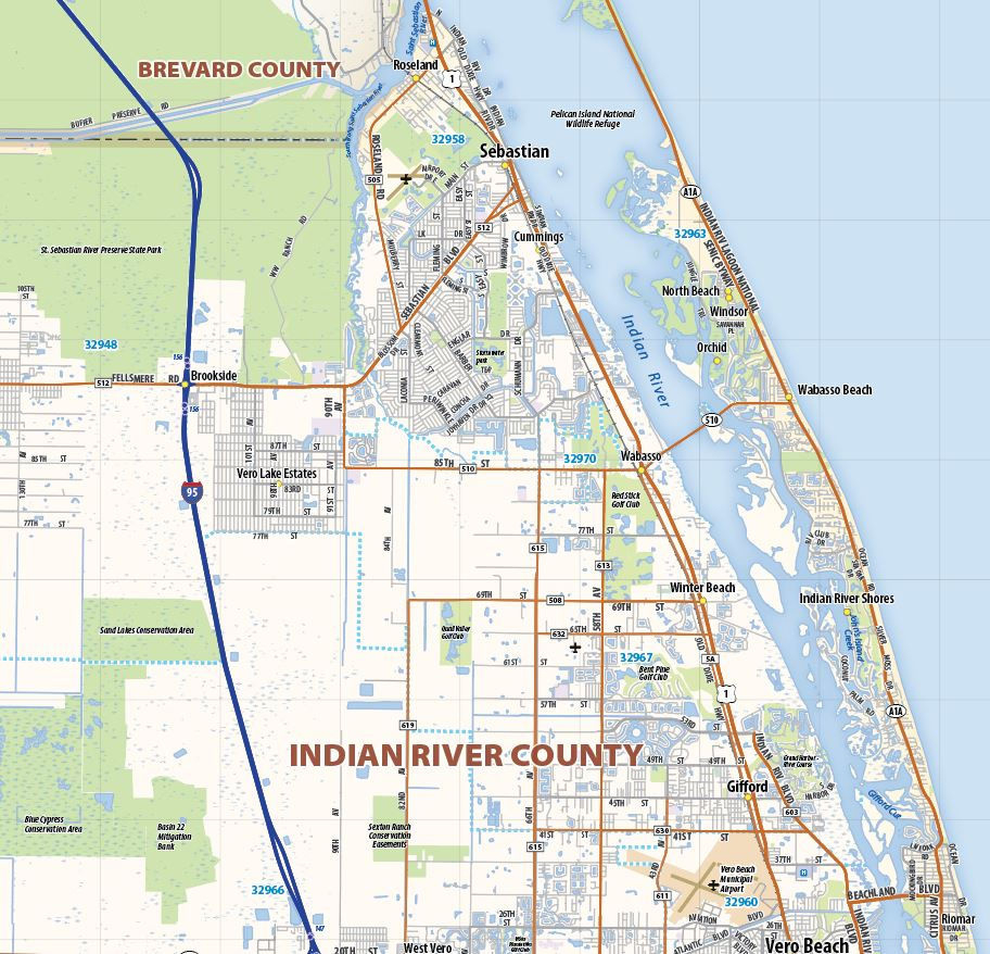 Treasure Coast, Florida Laminated Wall Map | Topographics throughout Map Of Treasure Coast Florida