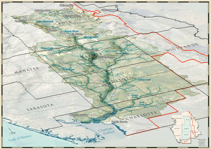 Map of Peace River in Florida
