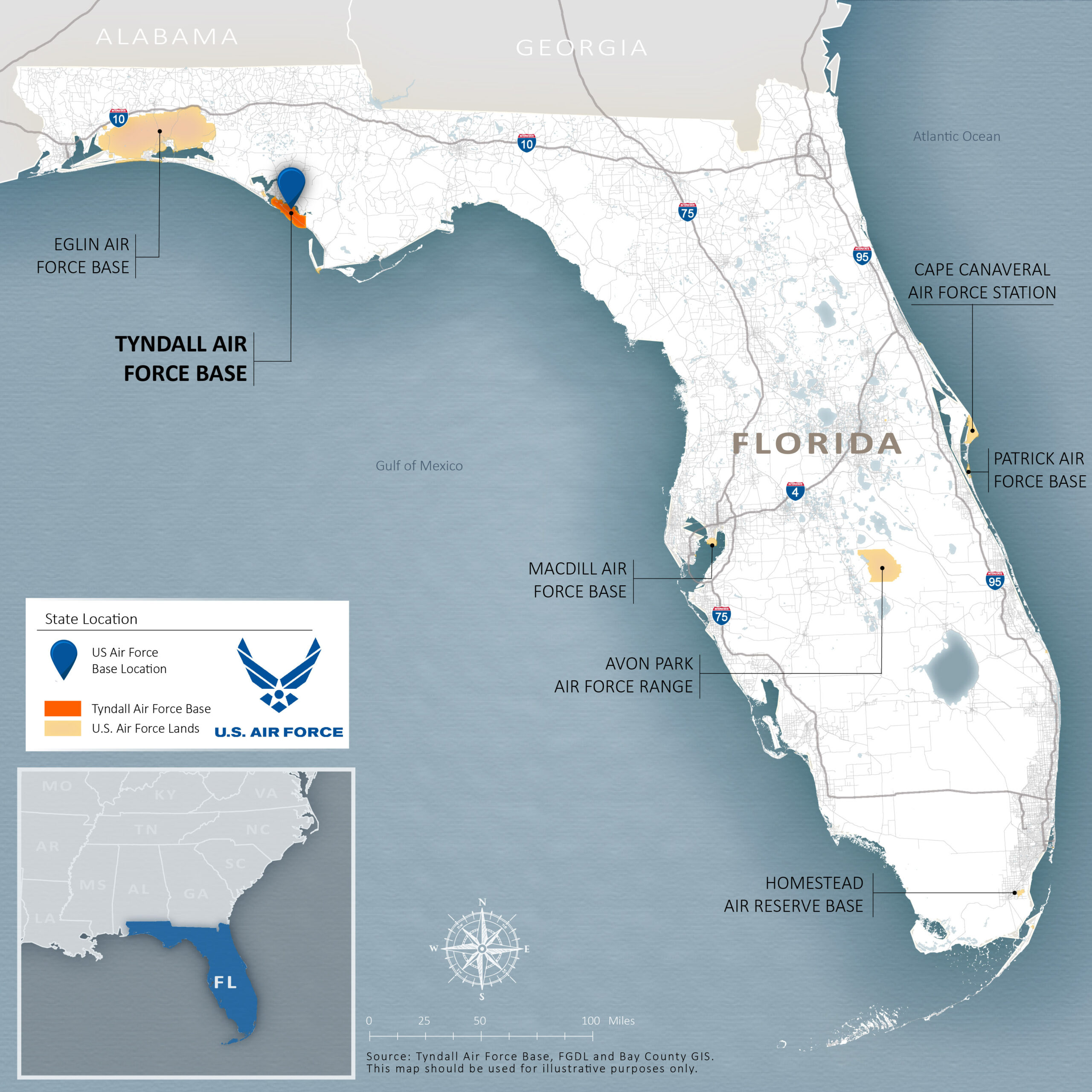 Tyndall Afb | Overview | Regional Context inside Map Of Military Bases In Florida