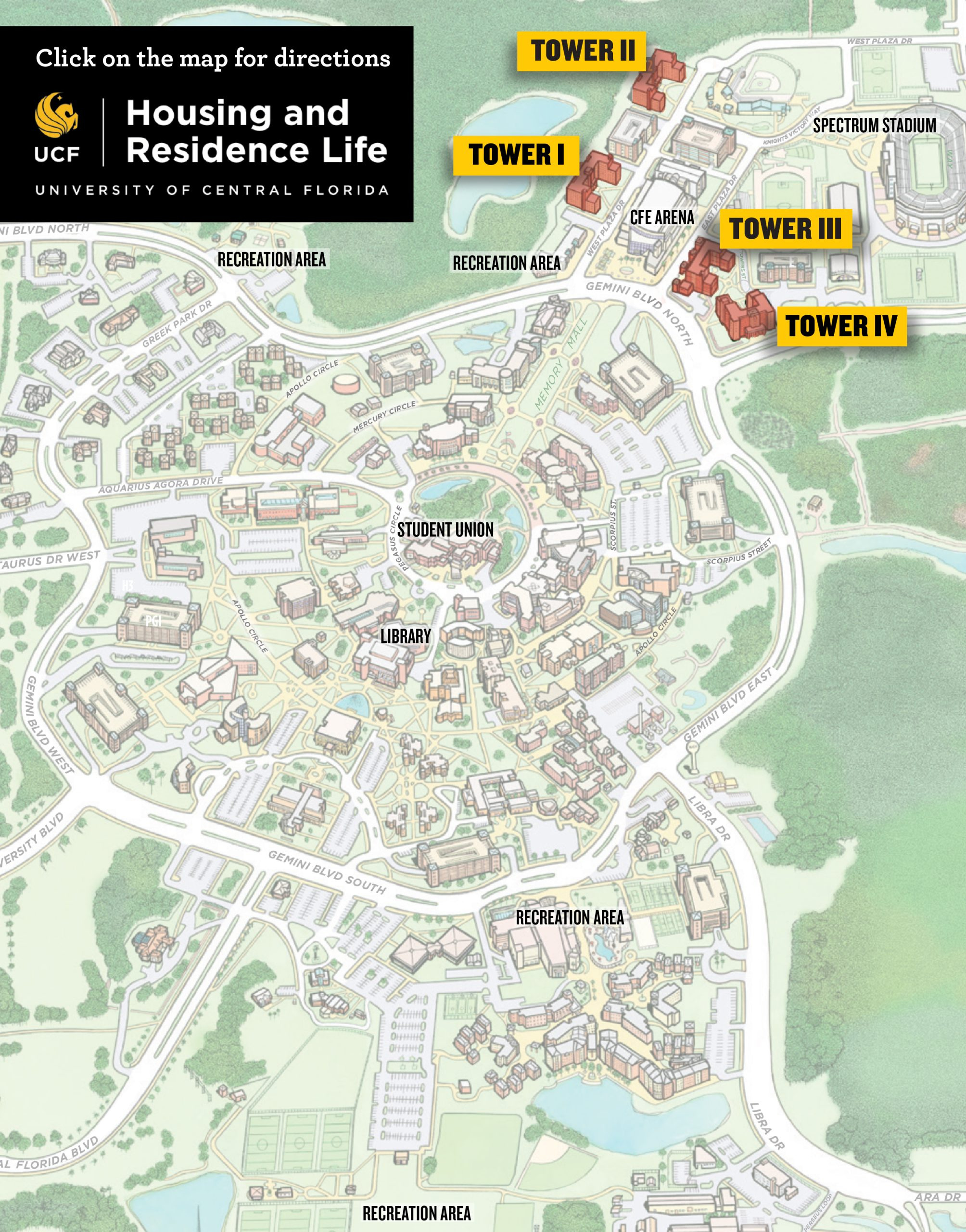 Ucf Campus Map, Orlando Fl in University of Central Florida Google Maps