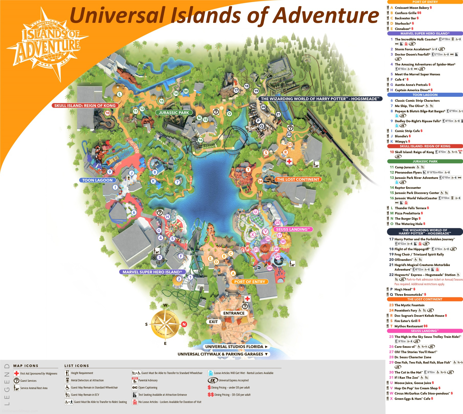 Universal Islands Of Adventure Map - Orlando - Ontheworldmap inside Universal Studios Islands Of Adventure Florida Map