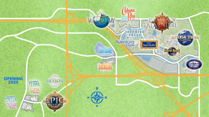Map of Universal Florida Hotels