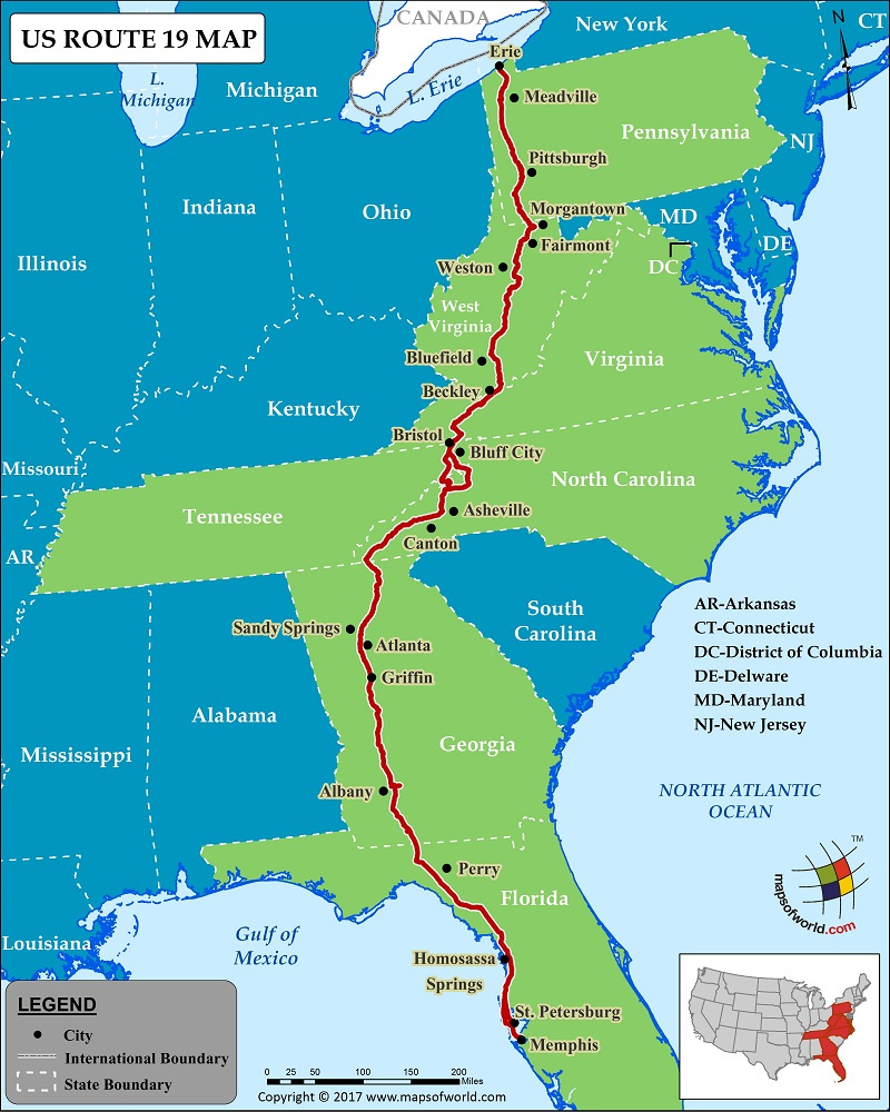 Us Route 19 Map For Road Trip, Highway 19 throughout Map of Highway 19 in Florida