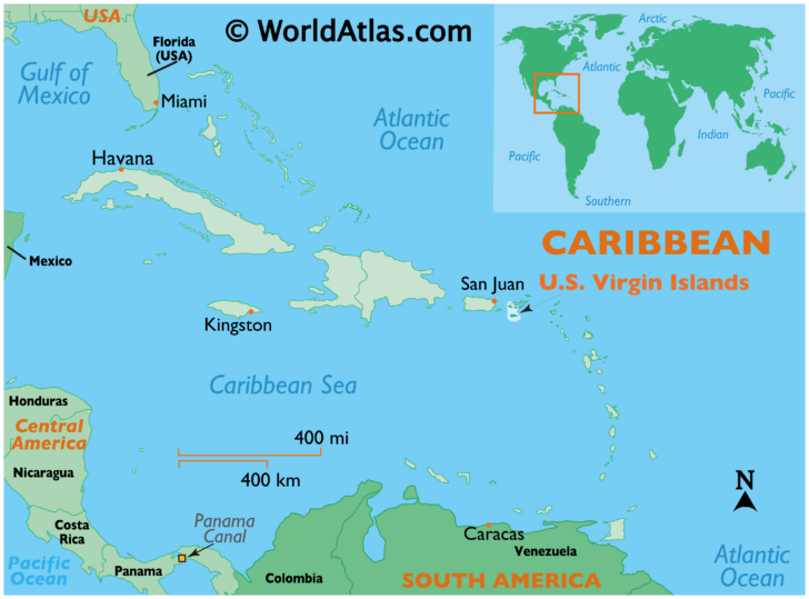 Map of Islands Near Florida