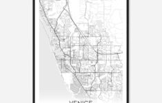 Venice Florida Map Poster, Modern Home Decor Wall Art Print – Custom Maps &  Posters with regard to Venice Florida Map Of Florida