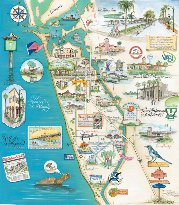 Map of Florida Showing Venice