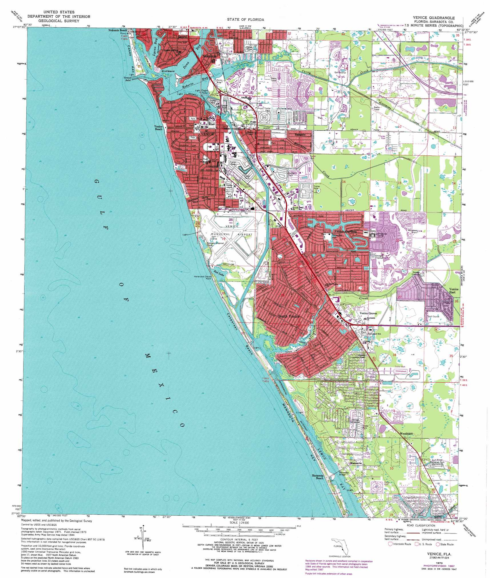 Venice Topographic Map 1:24,000 Scale, Florida in Map Of Florida Showing Venice