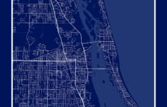Vero Beach, Florida - Contemporary Map Poster Blueprint - Etsy.de with regard to Map Of Florida Vero Beach
